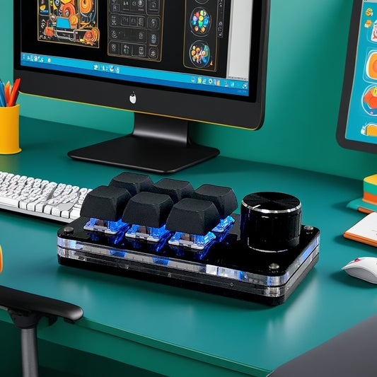 6 key Mini mechanical keyboard, custom macro programming, all keys can be programmed; Mini size saves more desktop space for use