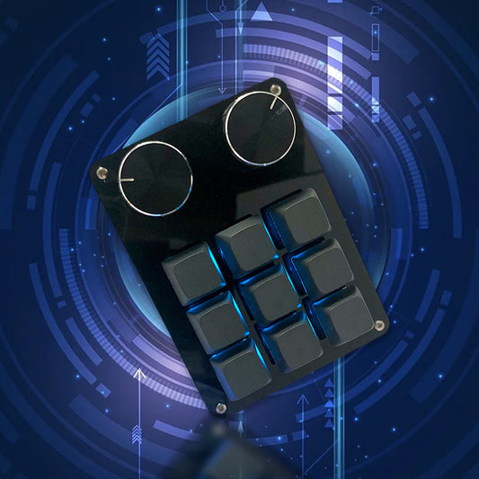 9-key mechanical keyboard with 2 knob multi-function DIY programmable keyboard, acrylic and PCB mechanical keyboard, suitablekey