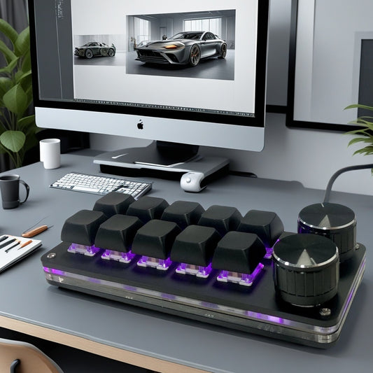 10-key with 2-knob custom mechanical keyboard, portable and durable, it is small, does not take up desktop space One-click keyboard